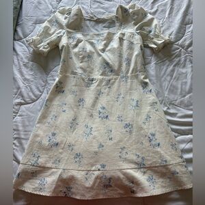 Altar'd State Cream Midi Dress with Blue Floral Print